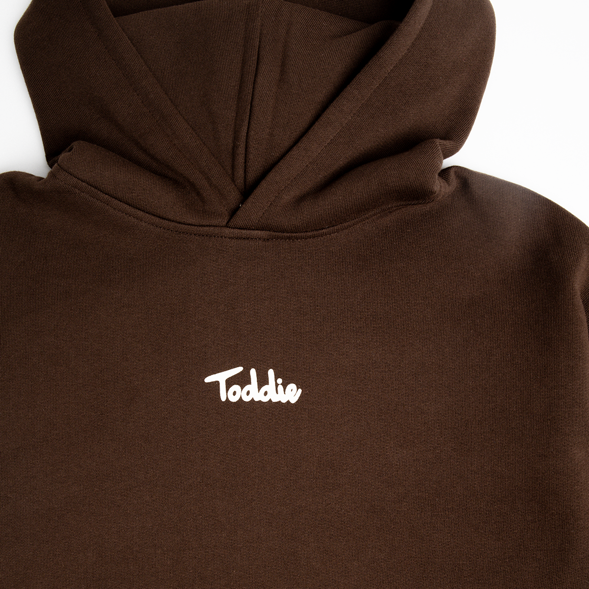 Toddie - Oversized Hoodie in brown premium cotton with bold logo, oversized fit, and heavyweight cozy fabric for kids.