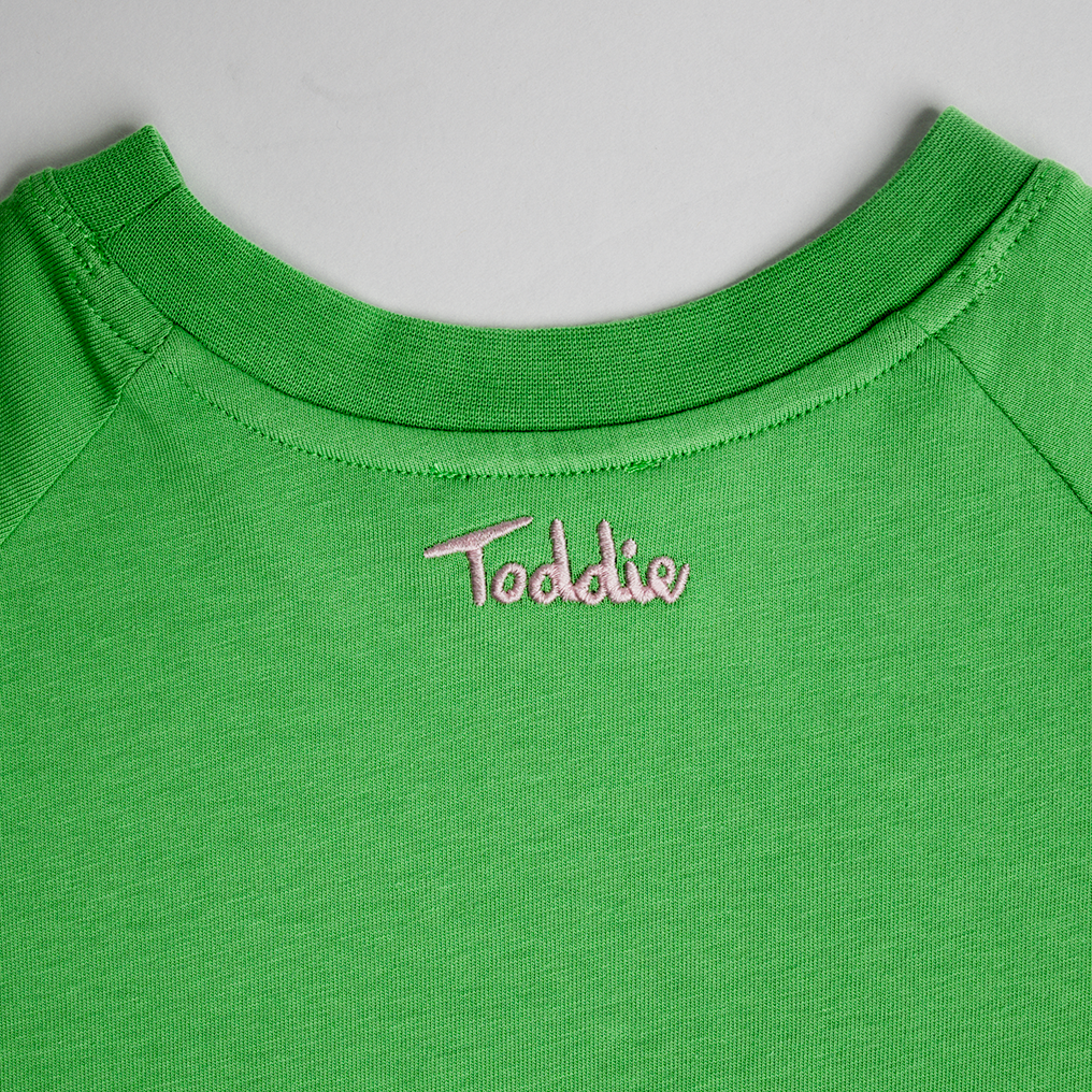 Green Oversized Tee made of premium cotton with subtle Toddie embroidery at the back neckline for a clean and comfy look.