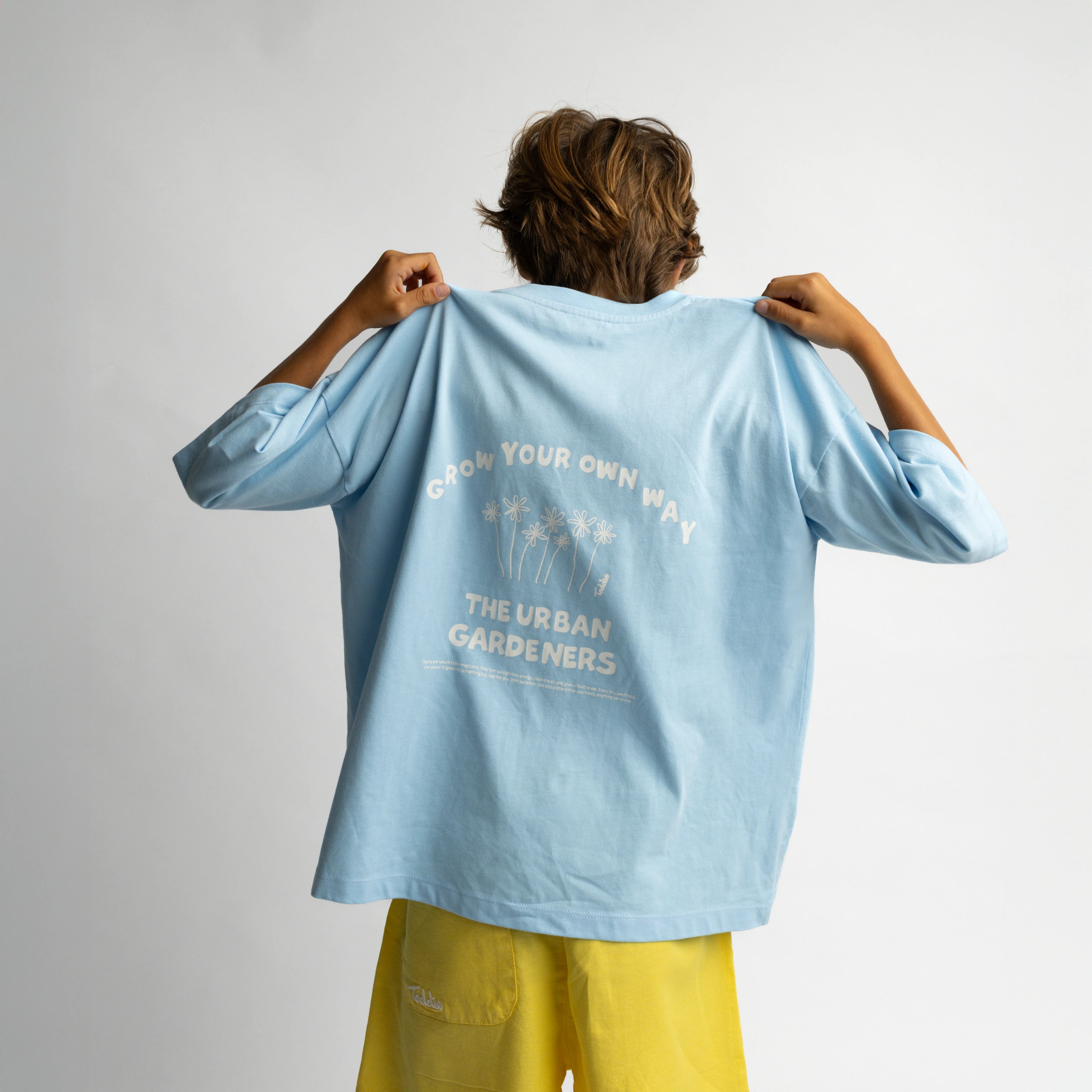 Baby blue oversize Tee, Toddie, Grow your own way, streetwear, kidswear, cotton