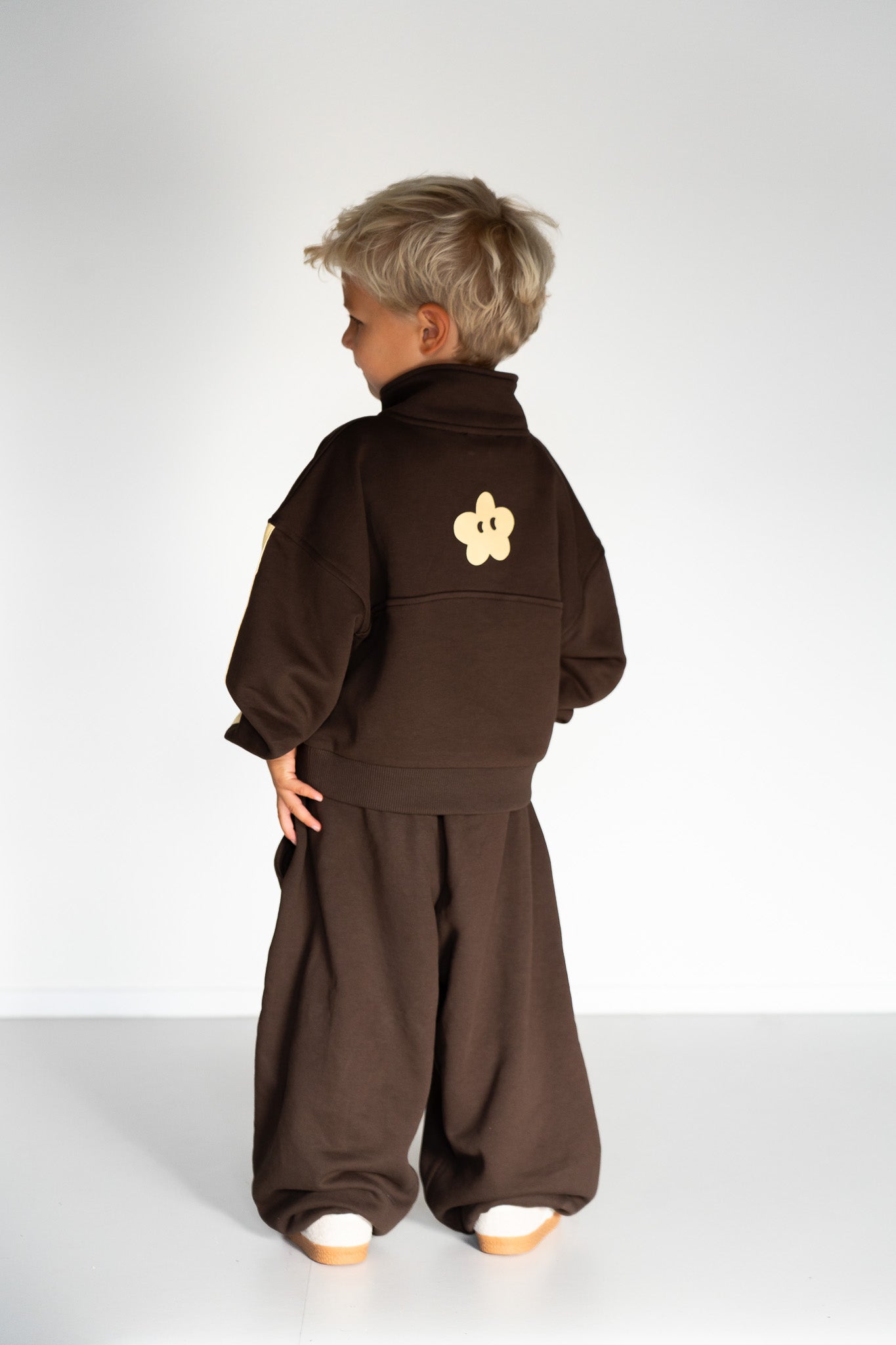 Kids' Half Zip Sweater in Brown | Toddie